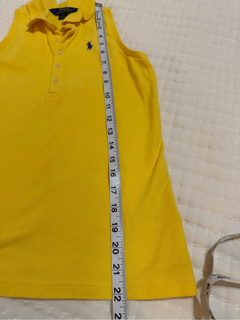 Ralph Lauren Girls' Bright Yellow Sleeveless Polo with Navy Pony